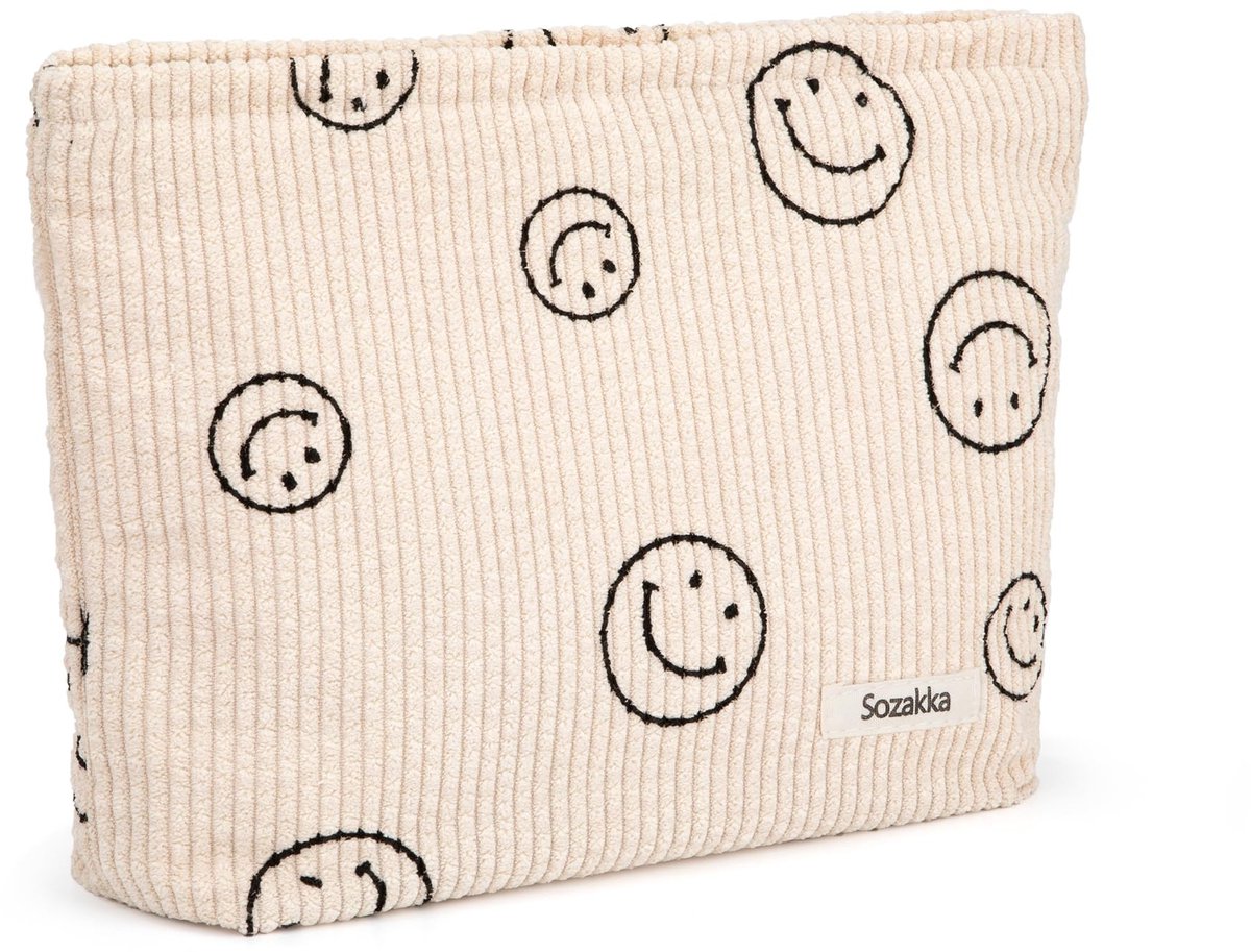 Dailygoods- Toilettas Dames Groot - Multifunctionele Make-uptas - Toilettas met Haak - Organizer voor Reizen - Corduroy - 25,9 x 7,9 x 17,5 cm - Cosmetica Tas