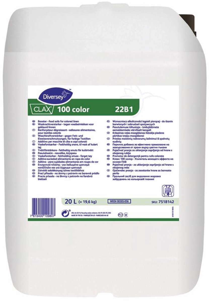 Diversey Clax Clax 100 color 22B1 20 Liter Wasactieve sopversterker