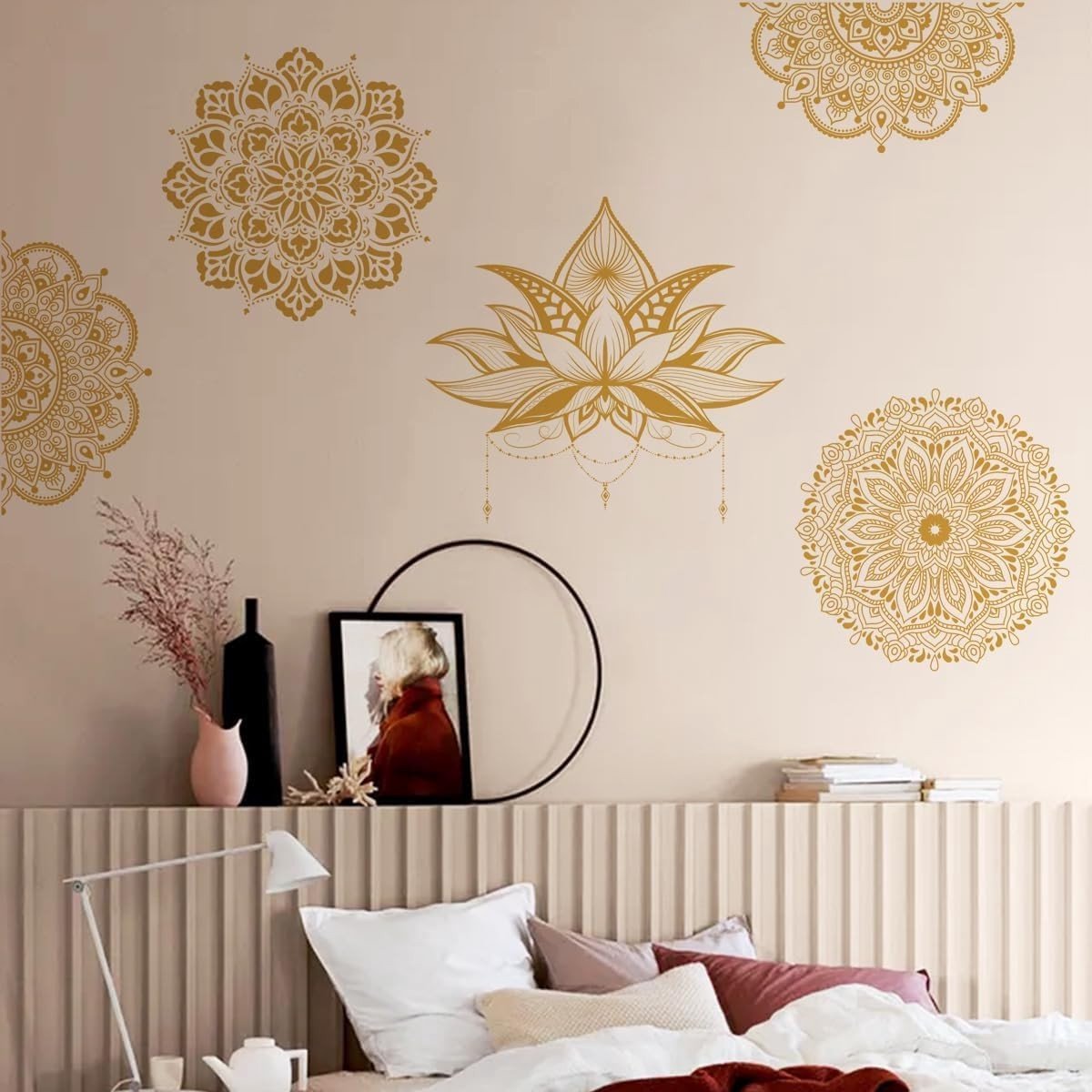 Dailygoods- Muursticker Mandala Bloem - Wanddecoratie Boho - Muurdecoratie Slaapkamer - Muurstickers Woonkamer - Muurstickers Kinderen - Eenvoudig aan te brengen