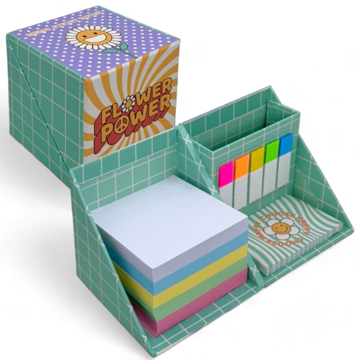 Dailygoods- Notitieblok kleurrijke notitieblaadjes - 500 vellen - 180 zelfklevende notities - bureauorganizer - opklapbaar - 18 x 9 x 9 cm - Notitieboek