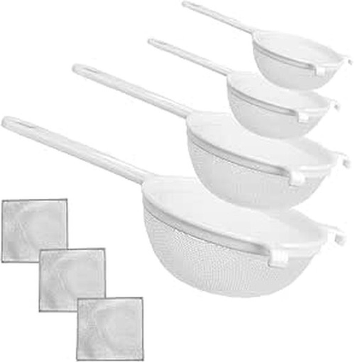 Dailygoods- Zeef kunststof set 4-delig - Keukenzeef - Huishoudzeef - Theezeef - Filterset 