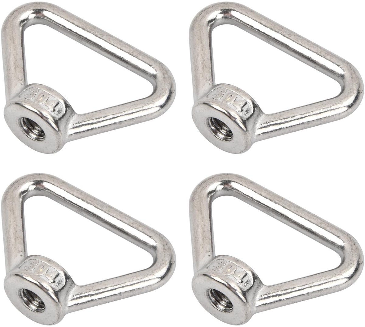 Dailygoods- Ringmoeren 4 Stuks - Roestvrij Staal - Sjorringen - Ladingbeveiliging - Driehoekige/Oogmoeren - Hoogwaardig Materiaal - Bevestigingsmoeren