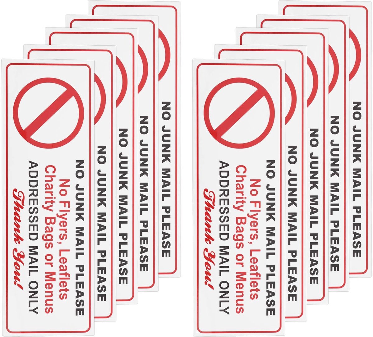 Dailygoods- Waarschuwingsbord Geen Ongewenste Post - Deursticker - PVC Sticker - 150 x 50 mm - Zelfklevend - Waterdicht