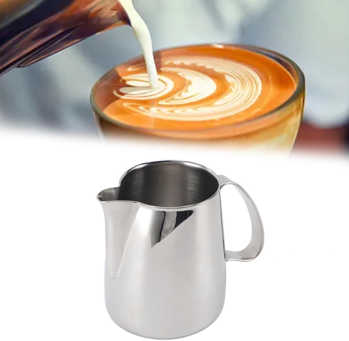 Melkopschuimkan - Koffiekan - Koffiebereiding Thuis - Druppelloze Tuit - 500ML - Zilver