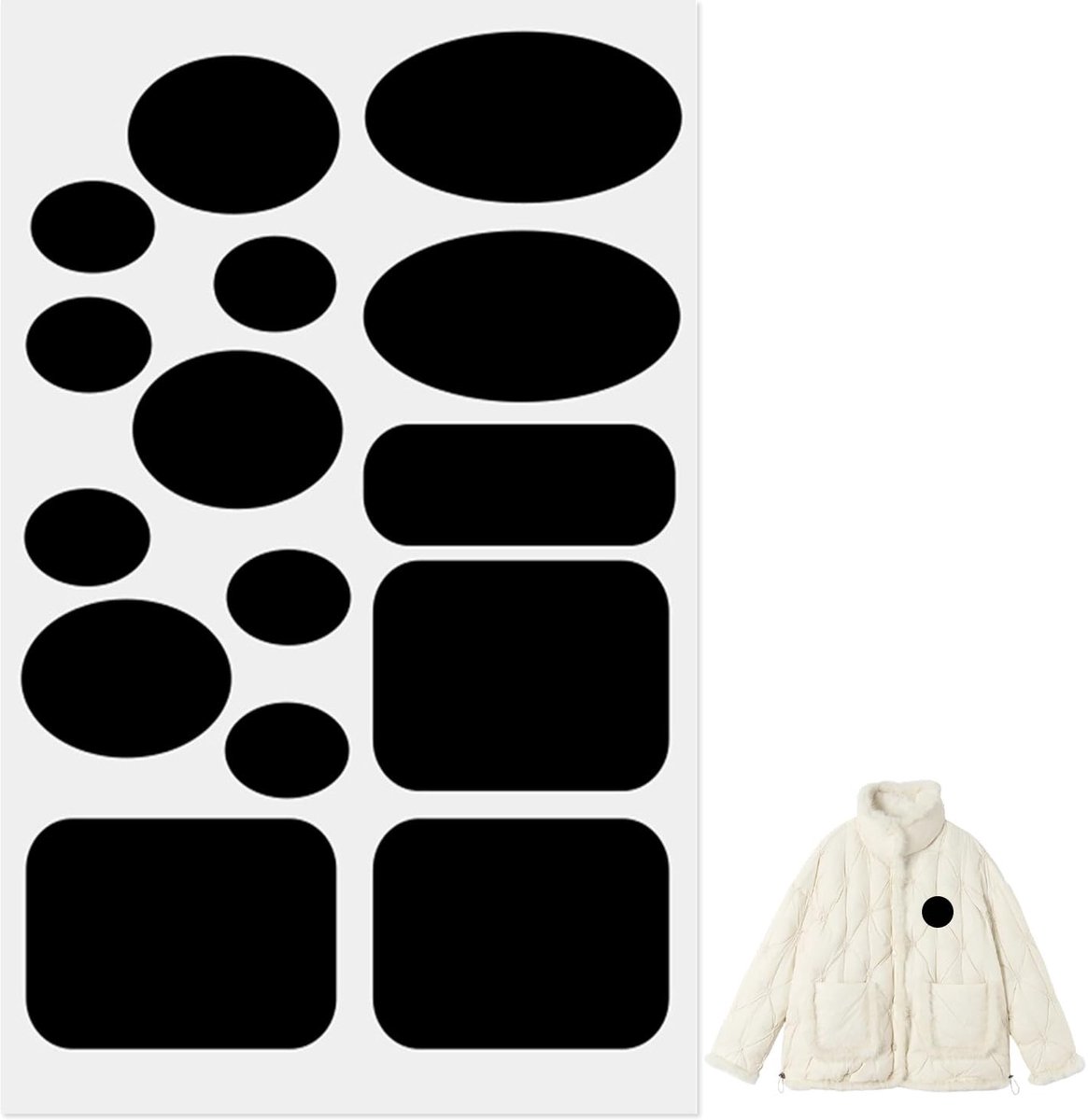 Dailygoods- Reparatieset 15 stuks - Zelfklevende Patches - Scheurbestendig Nylonweefsel - Voor Donsjacks - Eenvoudige Reparatie - Duurzaam en Betrouwbaar - Kledingreparatie