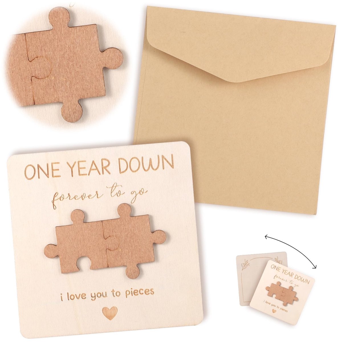 Dailygoods- Verjaardagskaart Houten Jubileumkaart - Verjaardagskaart Man - Verjaardagskaart Vrouw - Verjaardagskaarsjes - Verjaardagskaarten met Envelop - Inclusief Steunstandaarden