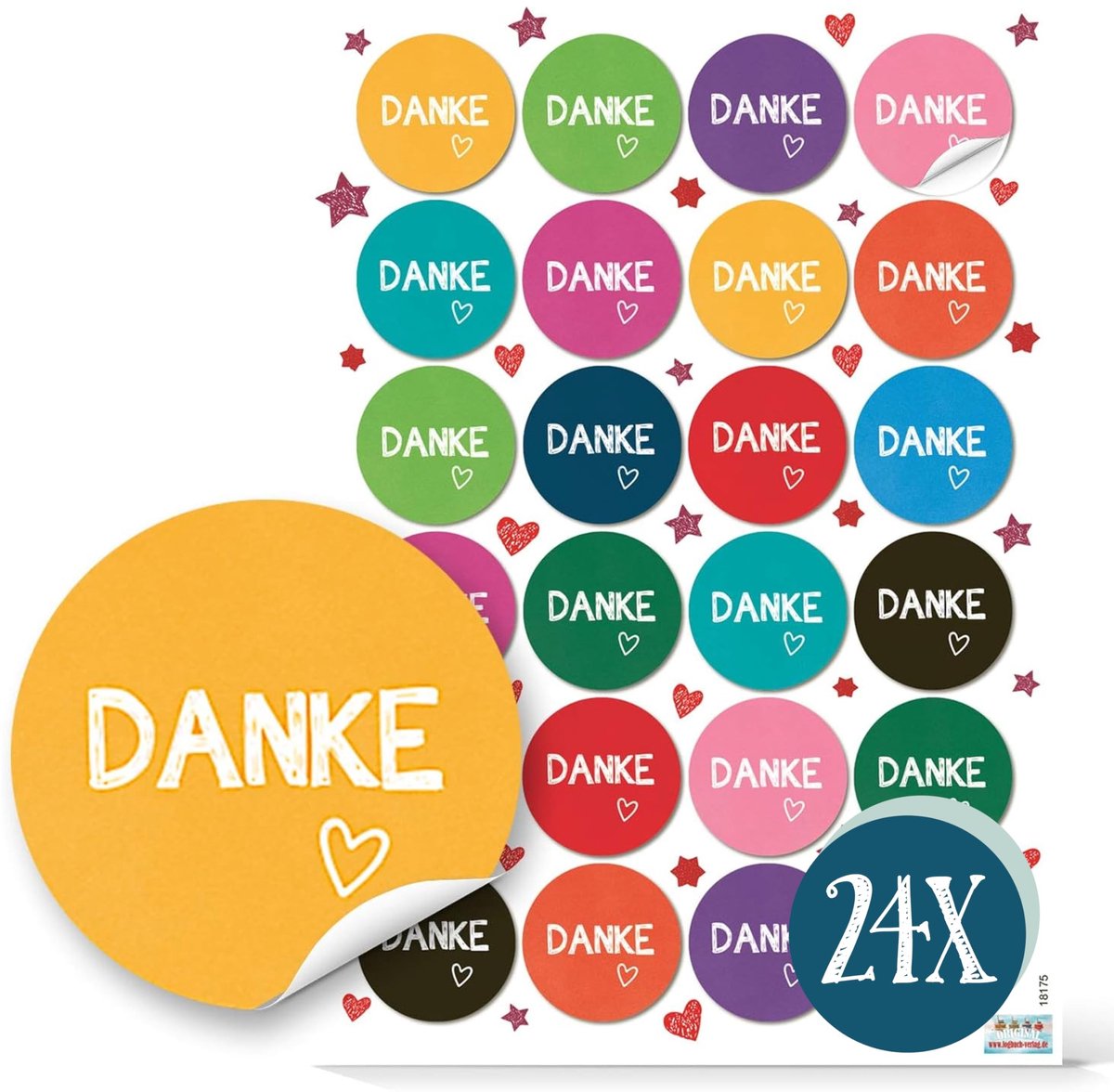 Dailygoods- Dankestickers Bont 4 cm - Bedank Kaartjes - Verjaardag - Bruiloft - Communie - Bedrijfsfeest - 24 Stuks - Bedankkaartjes