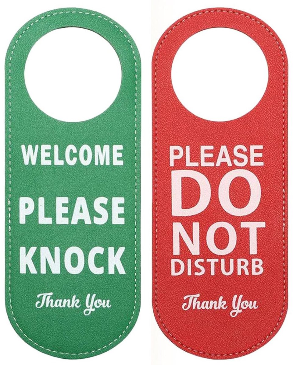 Dailygoods- Deurschild Dubbelzijdig - Kom Binnen / Niet Storen - Hoogwaardig PU-leer - 22,5 × 8,5 cm - Decoratieve Deurhanger - Stijlvolle Touch
