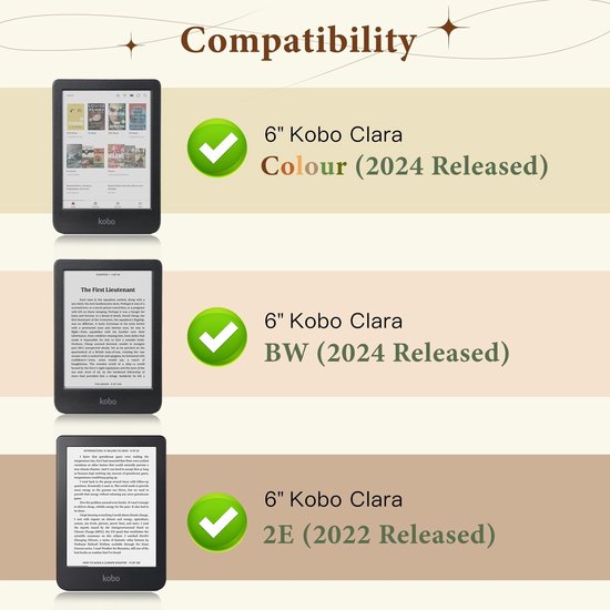 Dailygoods- Boekhoes Slim PU Shell - Ereader Hoesje - Kobo Clara BW/Colour - Vouwbare Stand - Hand Strap - Kaartsleuven - E-reader Hoes — afbeelding 2