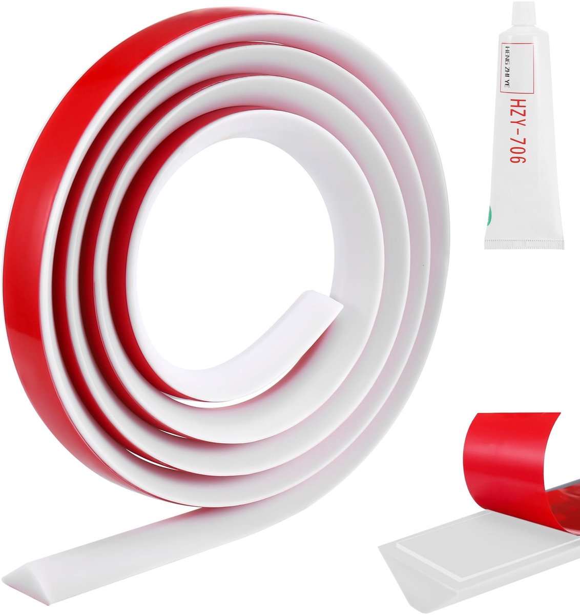 Dailygoods- Douchestrip 200 cm - Zelfklevende Waterbarrière - Flexibele Douchedrempel - Hoogwaardig Silicone - Inclusief Siliconenkit - Op maat snijdbaar - Waterdichtstrip