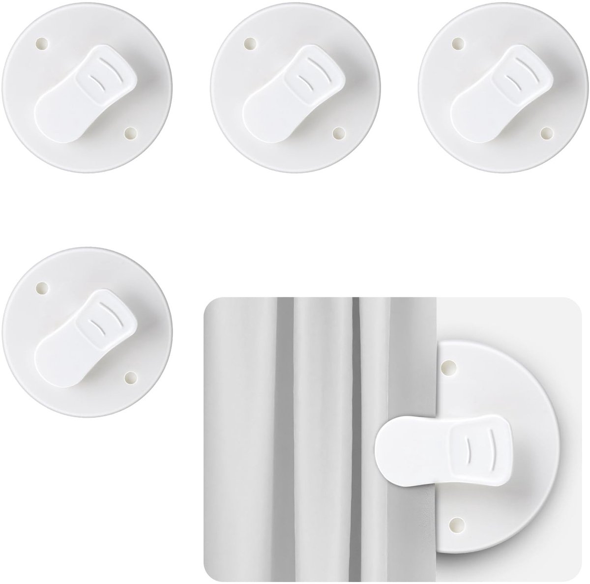 Dailygoods- Douchegordijn Clips 4 Stuks - Zelfklevend - Spatbescherming - Winddicht - Kunststof/Metaal - 5 Inch / 12,7 cm - Douchegordijn Haken