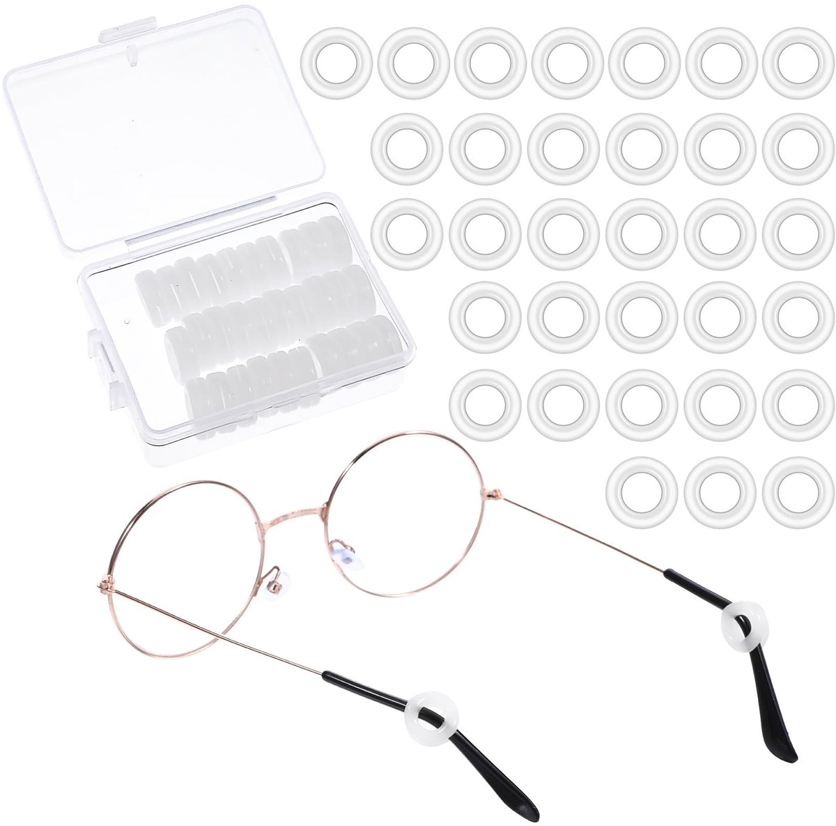 Dailygoods- Brillenoorkussens 16 Paar - Antislip Siliconen - Zachte Brilhouder - Oorpads - Brilaccessoires - Transparant