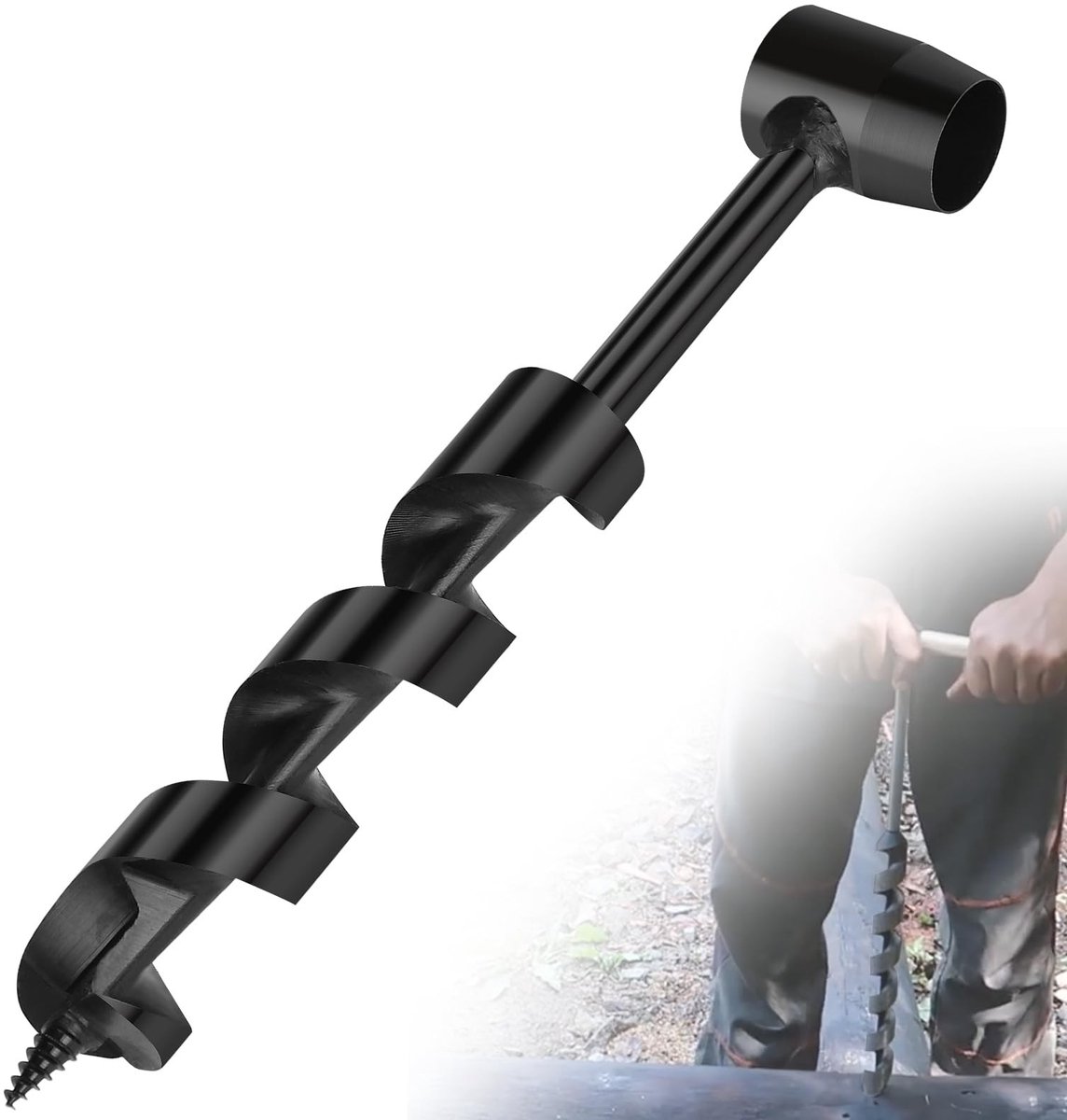 Dailygoods- Houtboor Multifunctioneel - Bushcraft Boor - Handboor voor Houtbewerking - Koolstofstaal - Diameter 30 x 230 mm - Ideaal voor Camping