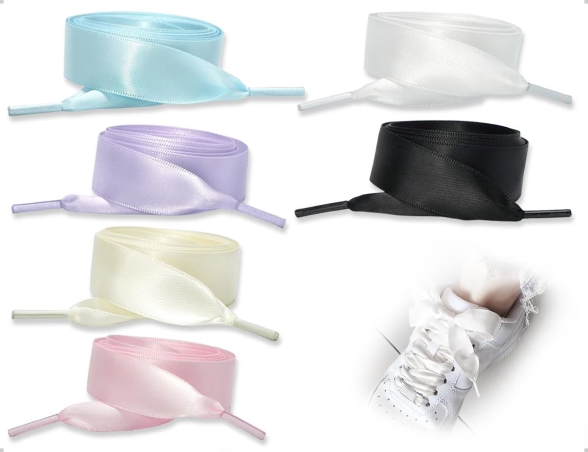 Dailygoods- Schoenveters 20 mm - Veters rond - Veters elastisch - Veters voor sneakers - Veters voor sportschoenen - Set van 6 kleuren - Schoenbanden