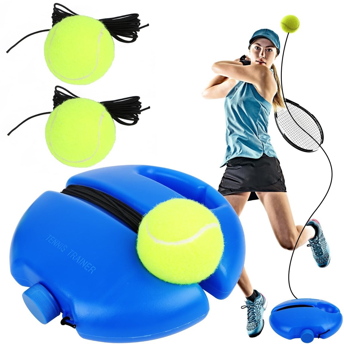 Dailygoods- Tennis Trainer - Geschikt voor Beginners - Solo Training - Hoge Elasticiteit - Antislip Kicker - Duurzaam Trainingsmateriaal - Tennis Oefenapparaat