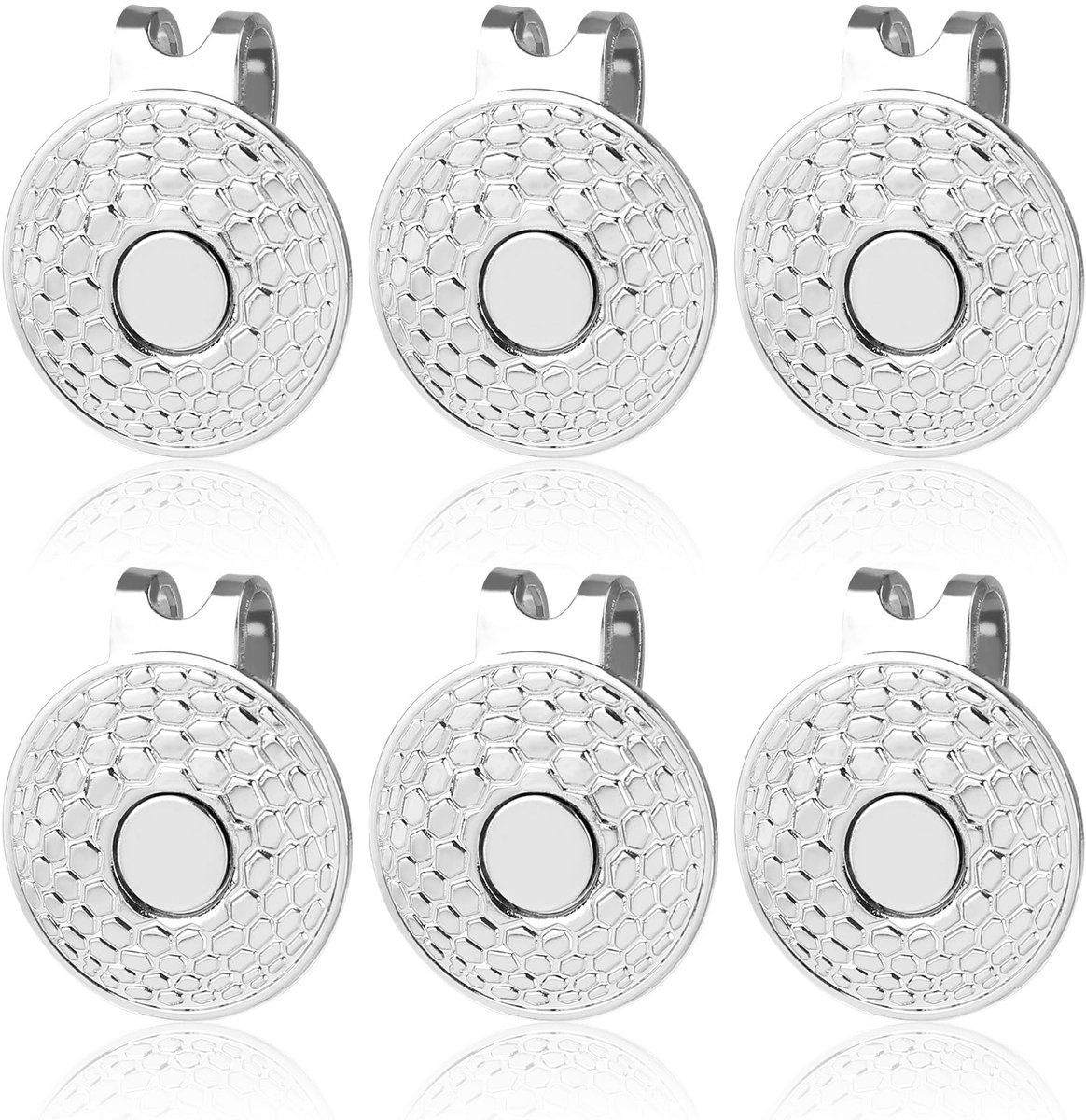 Dailygoods- Golfbalmarkeringshoedclips 6 Stuks - Magnetische Balmarkering - Aluminiumlegering - Golfaccessoires - 3x2,6x1cm - Sterke Magneet