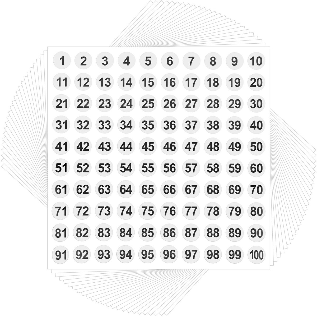 Dailygoods- Nummerstickers 25 Vellen - Vinyl Cijferstickers 1-100 - Waterdichte Labels - Organiseren - Binnen/Buiten - 1 cm Groot