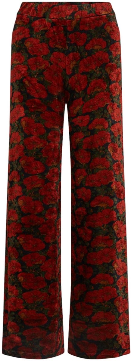 Dailygoods- Damesbroek Bloemenpatroon - Nicki-Jersey - Elastische Tailleband - Brede Pijpen - Casual Silhouet - Fluweelzacht Gevoel - Broek