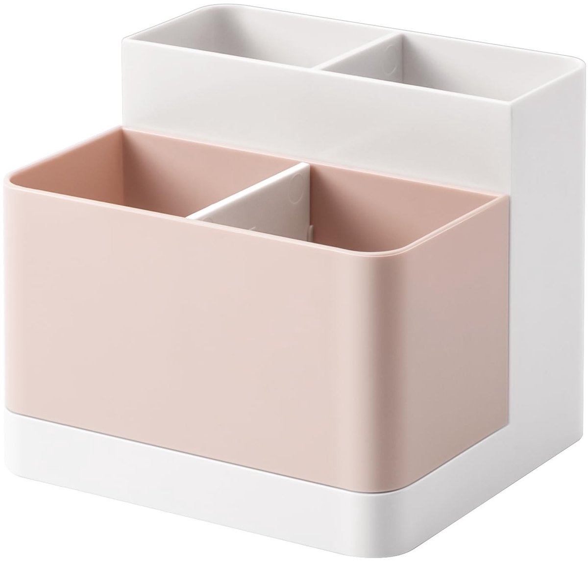 Dailygoods- Pennenhouder Modern - Bureau Organizer - Desk Organizer - 4 Compartimenten - ABS - Wit/Pink - Verstelbare Indeling