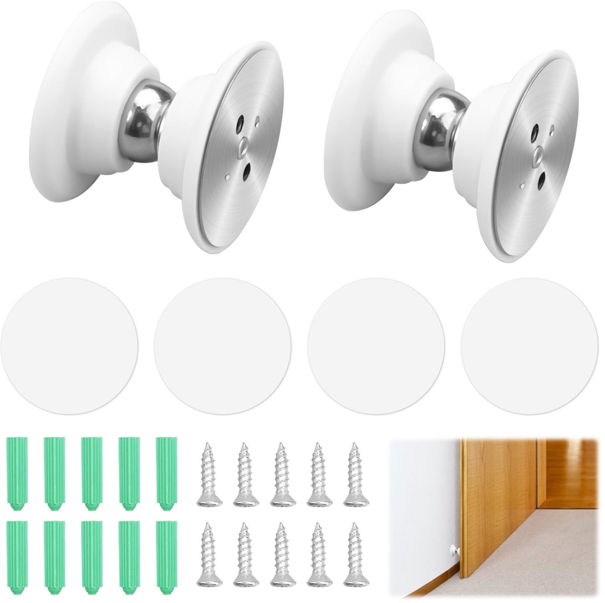 Dailygoods- Deurstopper Magnetisch - Deurbuffer Siliconen - Deurstoppers voor Binnen - Deurvastzetter met Schokdemping - Zelfklevend - 2 Stuks - Deurhouder
