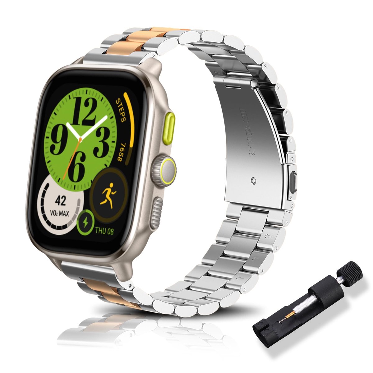Dailygoods- Horlogeband 20 mm - Roestvrijstalen Horlogeband - Compatibel met Amazfit GTS 4/GTS 3 - Geschikt voor Smartwatches - Gepolijst Design - Horlogearmband