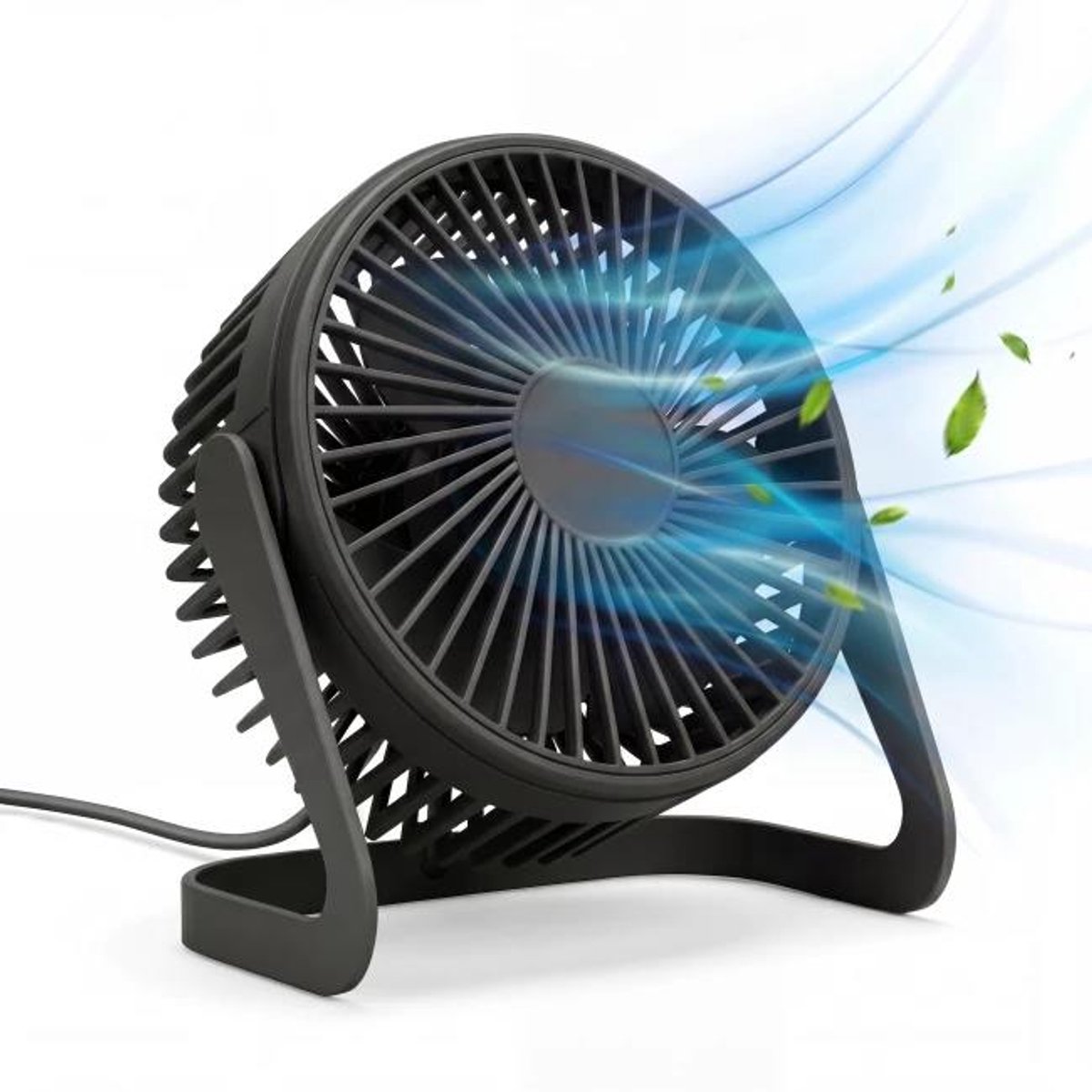 Bureau Ventilator - Zuinige Tafelventilator - Kleine USB Ventilator - Mini Bureauventilator - Kantelbare Statiefventilator - Compacte USB-C Fan - Tafelventilator Geluidloos - Bureau Airco - Desk Fan - Deskventilator - Zwart - Silvergear