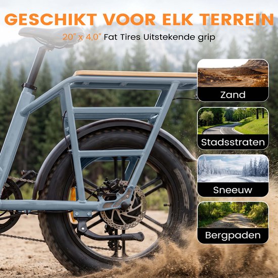Maxtron Voyager Elektrische Fiets 20 x 4.0 Inch Fatbike - 720Wh Samsung Accu - Actieradius 90-100 km - Bafang Motor - Hydraulische Schijfremmen Voor en Achter - Koppelsensor voor Natuurlijke Trapondersteuning - Shimano 7 Versnellingen - Oranje van Maxtron — afbeelding 4