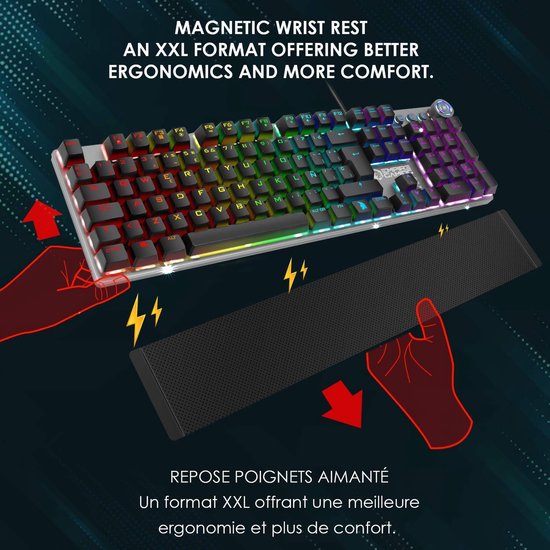 EMPIRE GAMING - STARDUST Teclado Gaming Español - Teclas opto-mecánicas - Retroiluminación LED RGB - Gamer Software de programación - Reposa-muñecasextraíble (QWERTY, Español) — afbeelding 5
