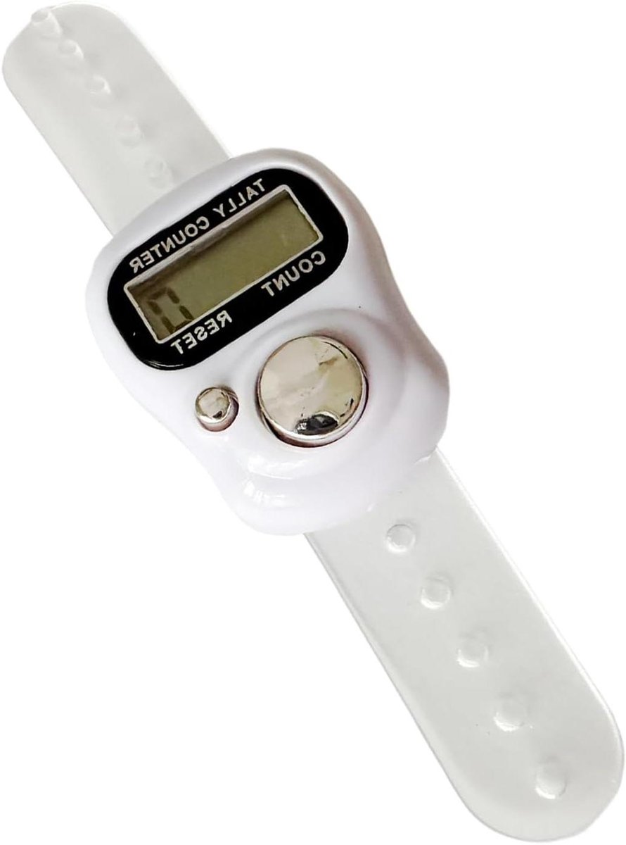 Digitale Vingerteller - Ring Teller - Activiteiten Tellen - LED Indicator - 12 x 5 cm - Wit