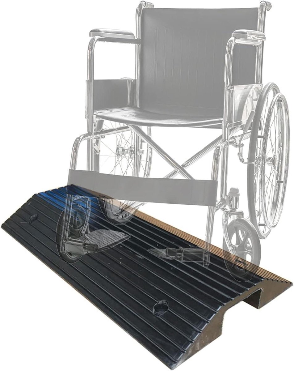 De trap ramp Hoge drempelbrug for rolstoelen, robuuste rubberen oprit met schroeven for garages, deuropeningen en schuurdeuren, for scootmobielen en trolleys(50x39x7.5cm(20"x15.3"x3"))