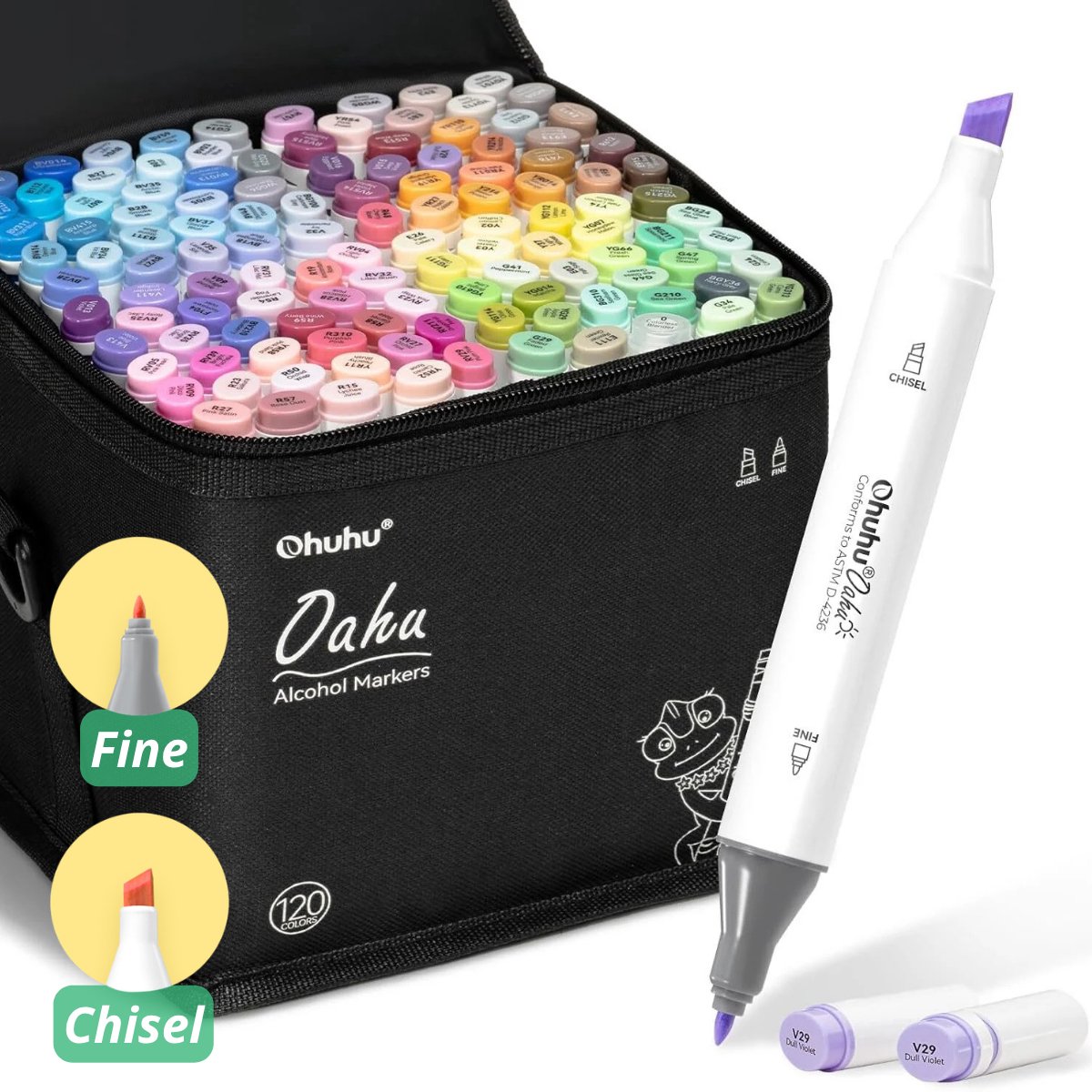 Ohuhu - Oahu Fine & Chisel NEW - Alcohol Art Markers - 120 kleuren