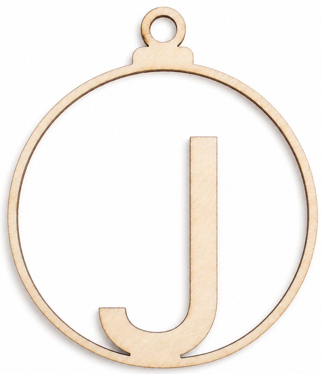 Houten kerstversiering - Wooden Christmas decoration | Letter “J” | 9cm | Licht hout - Natural wood | Kerstbal - Christmas tree bauble - Houten Hangers - Kerstboom - Alfabet - Alphabet - Kerstdecoratie - Naam