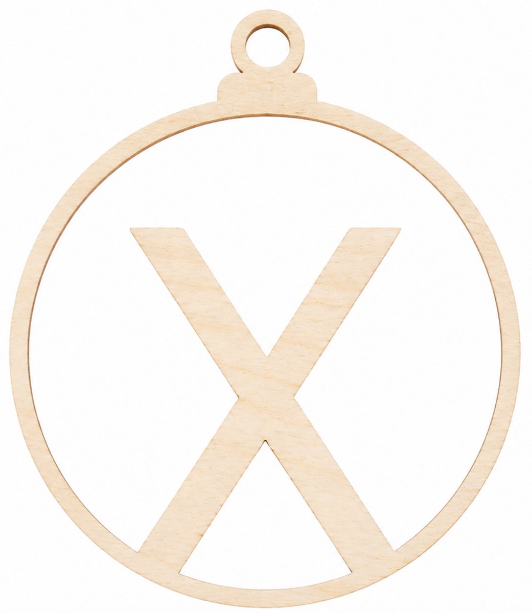 Houten kerstversiering - Wooden Christmas decoration | Letter “X” | 9cm | Licht hout - Natural wood | Kerstbal - Christmas tree bauble - Houten Hangers - Kerstboom - Alfabet - Alphabet - Kerstdecoratie - Naam