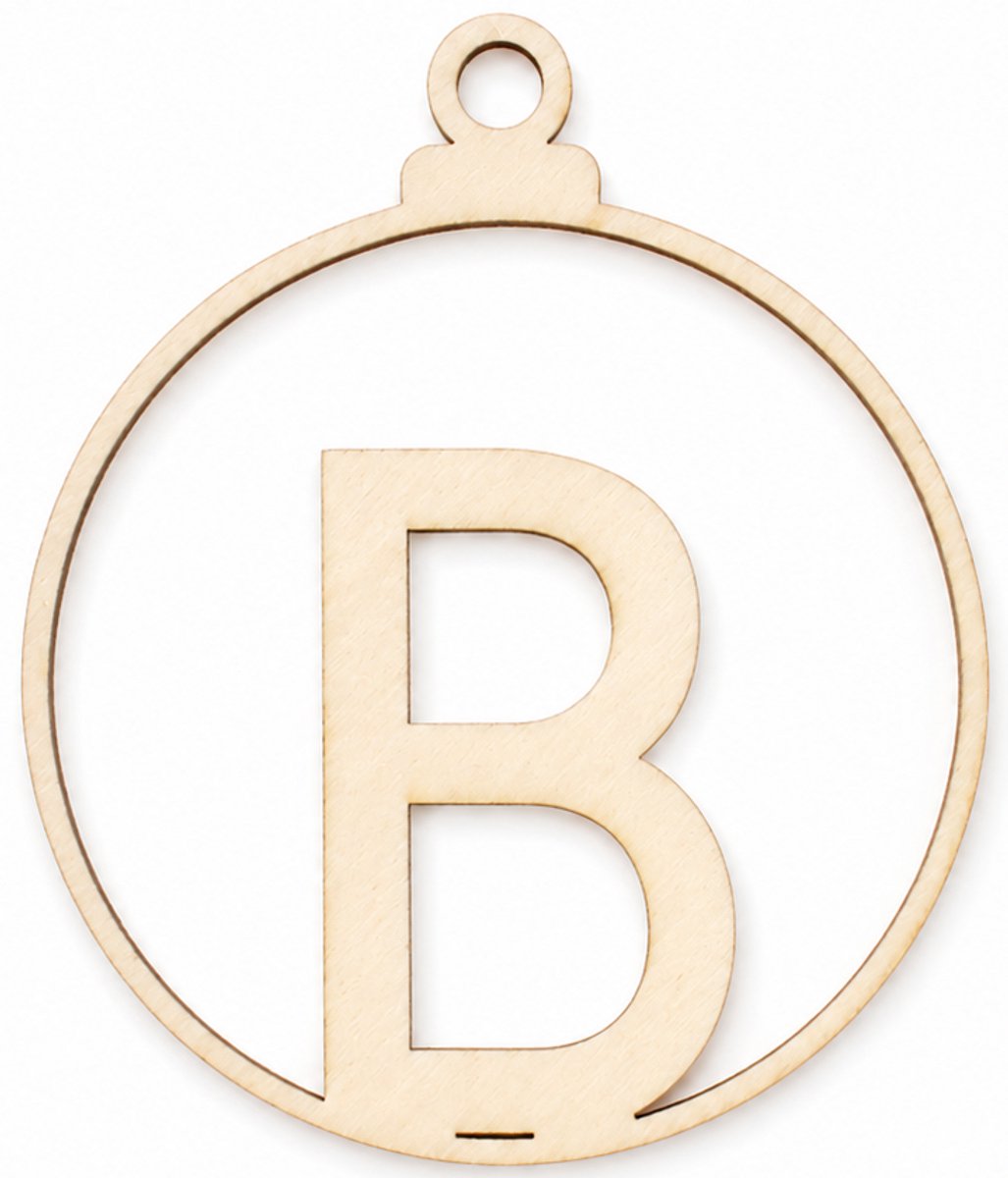 Houten kerstversiering - Wooden Christmas decoration | Letter “B” | 9cm | Licht hout - Natural wood | Kerstbal - Christmas tree bauble - Houten Hangers - Kerstboom - Alfabet - Alphabet - Kerstdecoratie - Naam