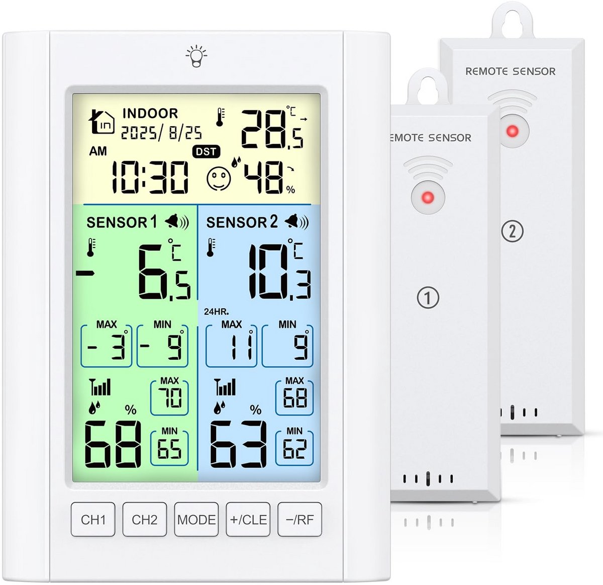 ORIA Digitale koelkastthermometer, 2 stuks vrieskastthermometer met groot lcd-scherm, °C/°F-schakelaar, vorstalarm, haak om op te hangen, voor thuis, bar, restaurant