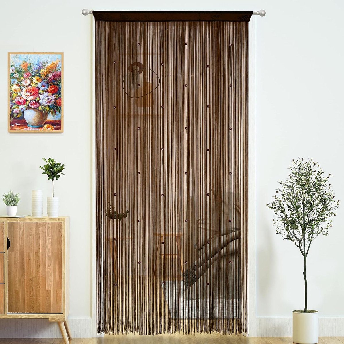Kralen Gordijn - Deur Touw - Ruimte Verdelen - DIY Op Maat - 100x200 cm - Donkerbruin