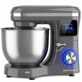 Vivid Green 2000W Keukenrobot - 6.2L - Display & Instelbare Timer - Mixer met Mengkom - Keukenmachine - Keukenmixer - Grijs