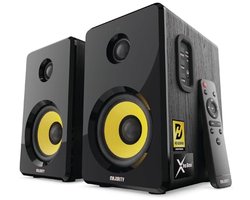MAJORITY D40X Boekenplank Bluetooth Speakers | Actieve 2.0 HiFi Luidsprekers met 70W Versterkt Geluid, Kevlar Gele Woofer | Optisch, RCA, USB, SD & AUX Ingangen | Inclusief Afstandsbediening