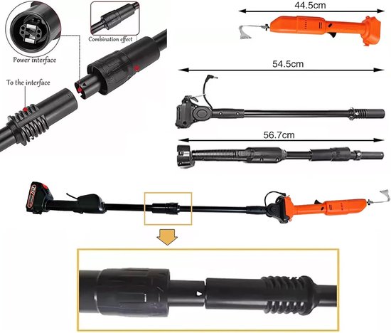 Draadloze Tuinfrees - Elektrische Frees - Bodem Bewerken - Telescopische Steel - 10 cm Werkbreedte - Rood — afbeelding 5