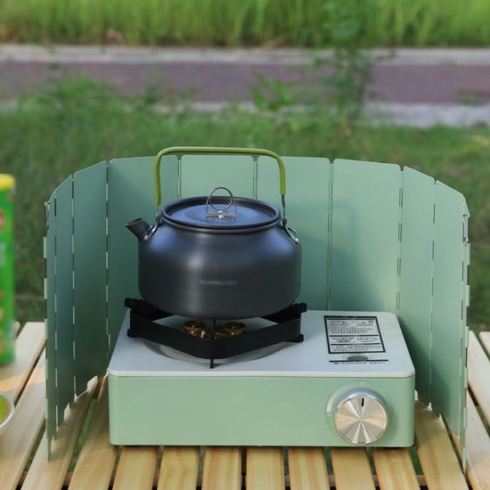 Windscherm Kooktoestel - Opvouwbaar Scherm - Outdoor Koken - Stevig Staalontwerp - 29 x 95 cm - Legergroen — afbeelding 4
