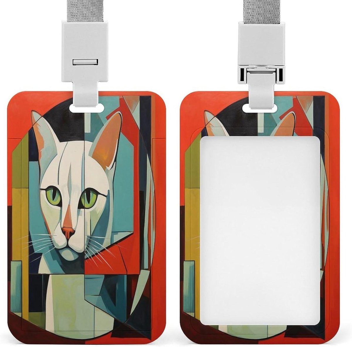 Badge Houder - ID Kaarthouder - Werk Identificatie - Met Koord - 10.9 x 6.9 cm - Kat Print