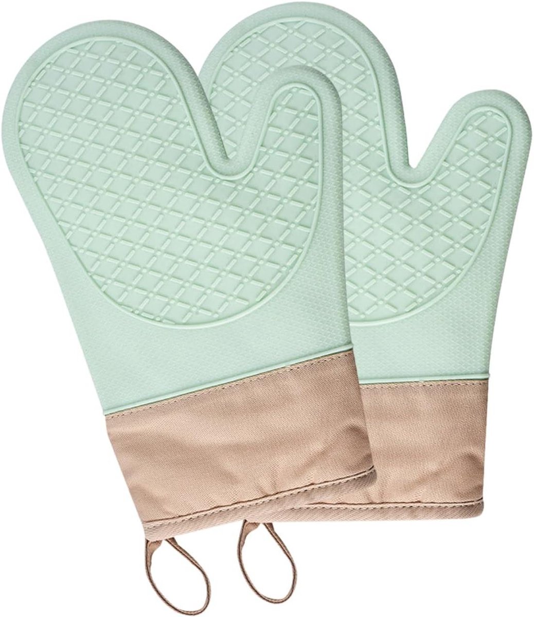 Ovenwanten Set - Hittebestendig Keukengerei - Veilig Koken - Waterdicht Antislip - 2 Stuks - Groen
