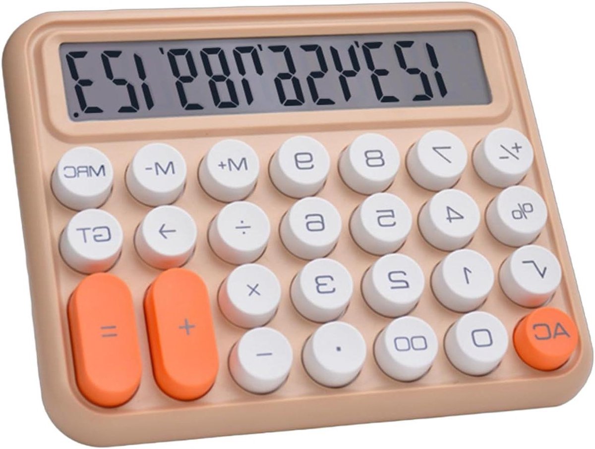 Mechanische Rekenmachine - Handheld Calculator - Kantoorwerk - Grote Knoppen - 12 Cijfers - Zwart