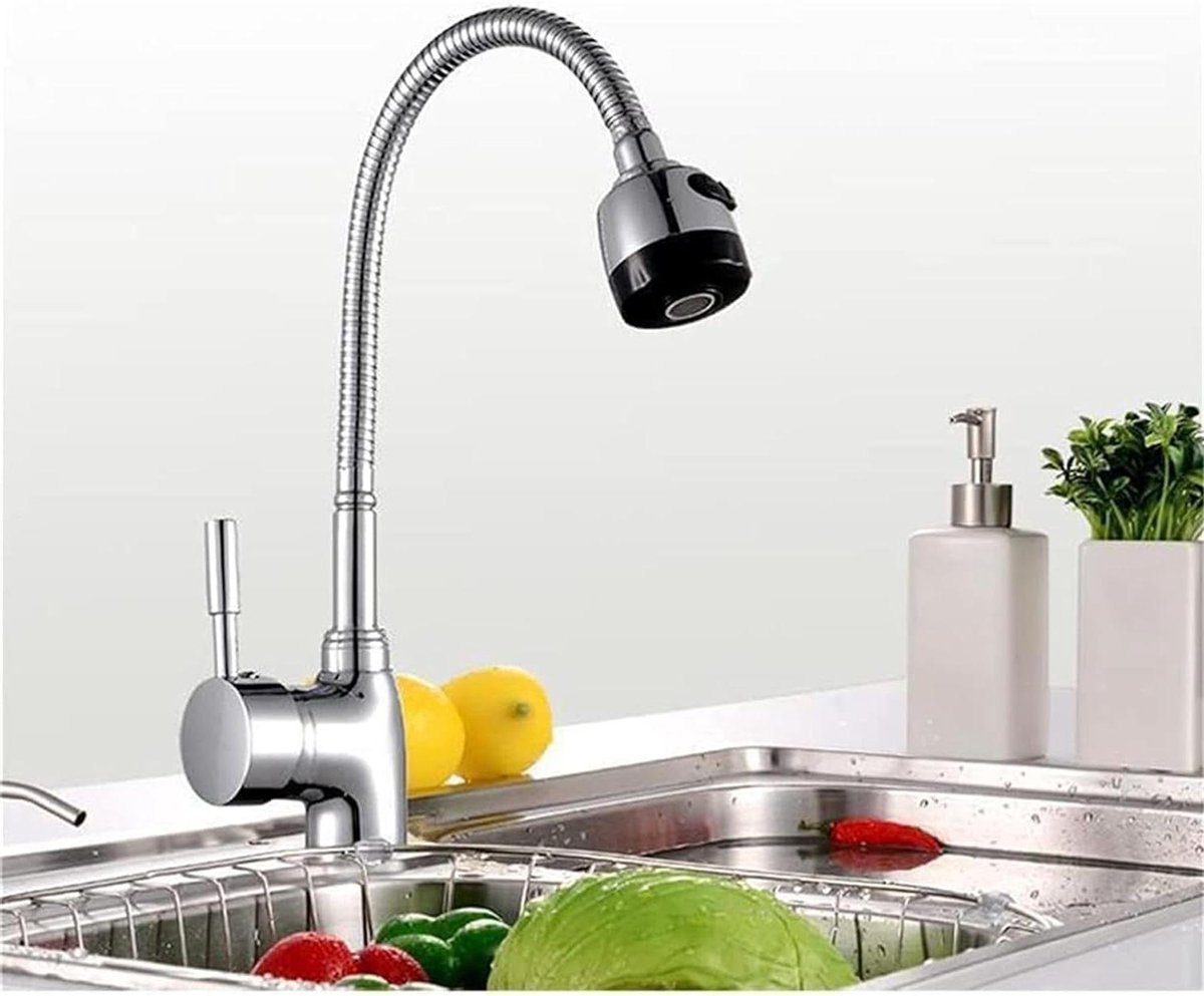 Keukenkraan Zilver - Keukenmengkraan Gootsteenkraan - Schoonmaken Keukengerei - 360 Graden