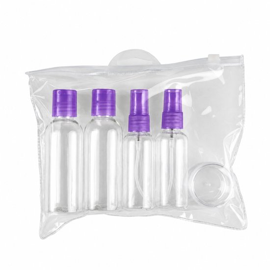 3BMT Reisflesjes Set Handbagage - Set van 5 - Diverse Formaten met Spray in Handige Toilettas