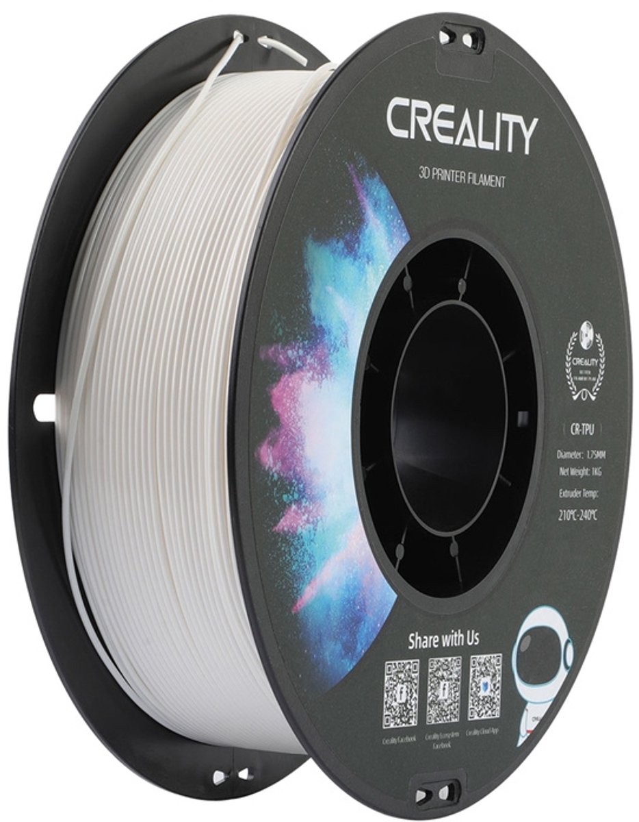 Creality Tpu Filament Voor 3D-Printer Wit 1,75 Mm Uitstekende Hechting