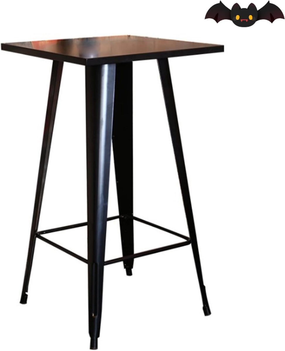 Noctara Industrial Luxe Bartafel 60 x 60 x 110 cm MDF Hout en Metaal, Zwarte Vierkante Hoge Bistrotafel voor Keuken, Bar, Restaurant en Terras