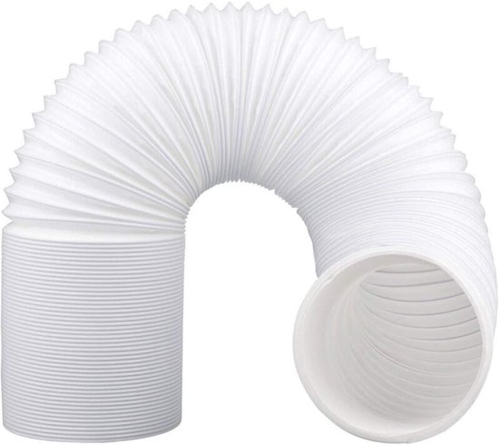 Tuyau blanc, flexible et ondulé en spirale pour l'évacuation, avec un intérieur côtelé.