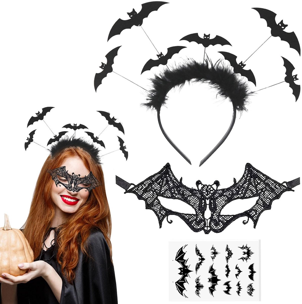 Dailygoods- Haarband Halloween Vleermuisdesign - Haarbanden - Accessoire - Kostuum - Carnaval - Comfortabel en elastisch - Verkleedaccessoire