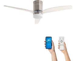 Fantiluxe - Filip - Plafondventilator met verlichting - Zilver - Ø132cm - Afstandsbediening - Met lamp - Plafond ventilator - Slaapkamer